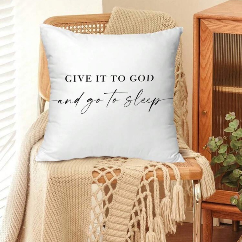 Give it to God Screenprint Pillow Case Toss Pillow Cover - Picture 2 of 5